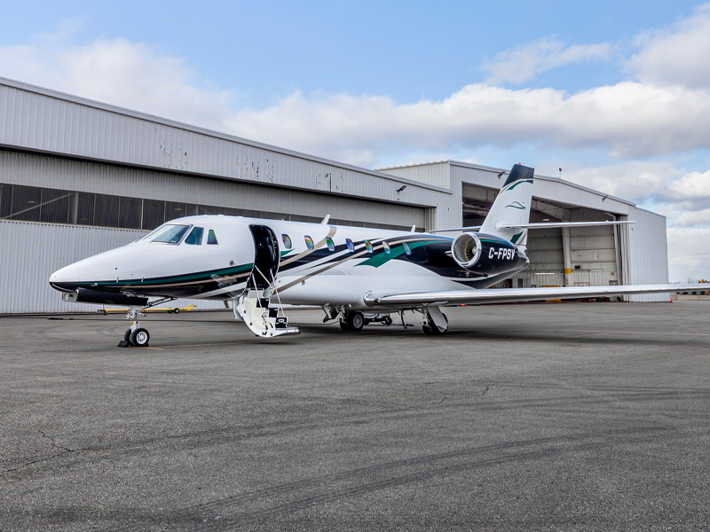 Private jet parked at airport for luxury travel in Nova Scotia
