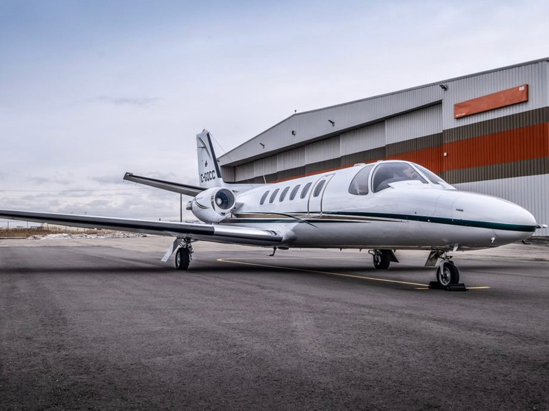 Private aircraft on tarmac for Cape Breton air transportation service